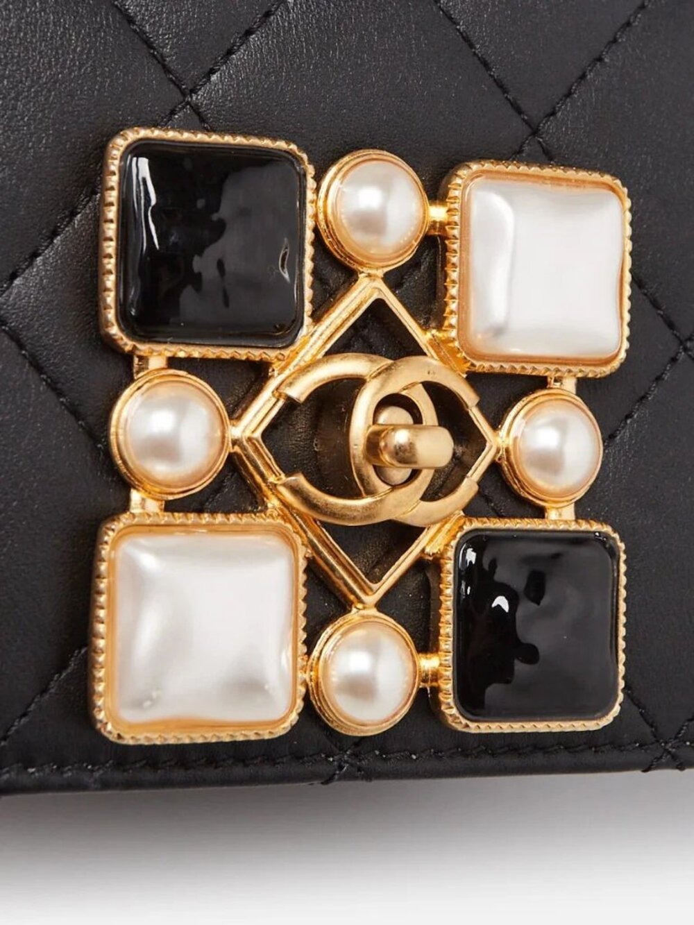 Chanel Black Quilted Leather Onyx Pearl Mini Flap Bag - Picture 5 of 10